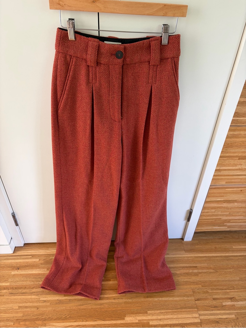 Sezane 100% Wool Wide Leg Trousers